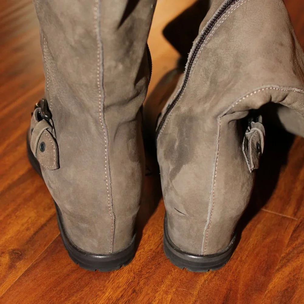 Napoleoni Women’s EU Size 36 Suede OTK Hidden Wedge Boots Olive Green Italy